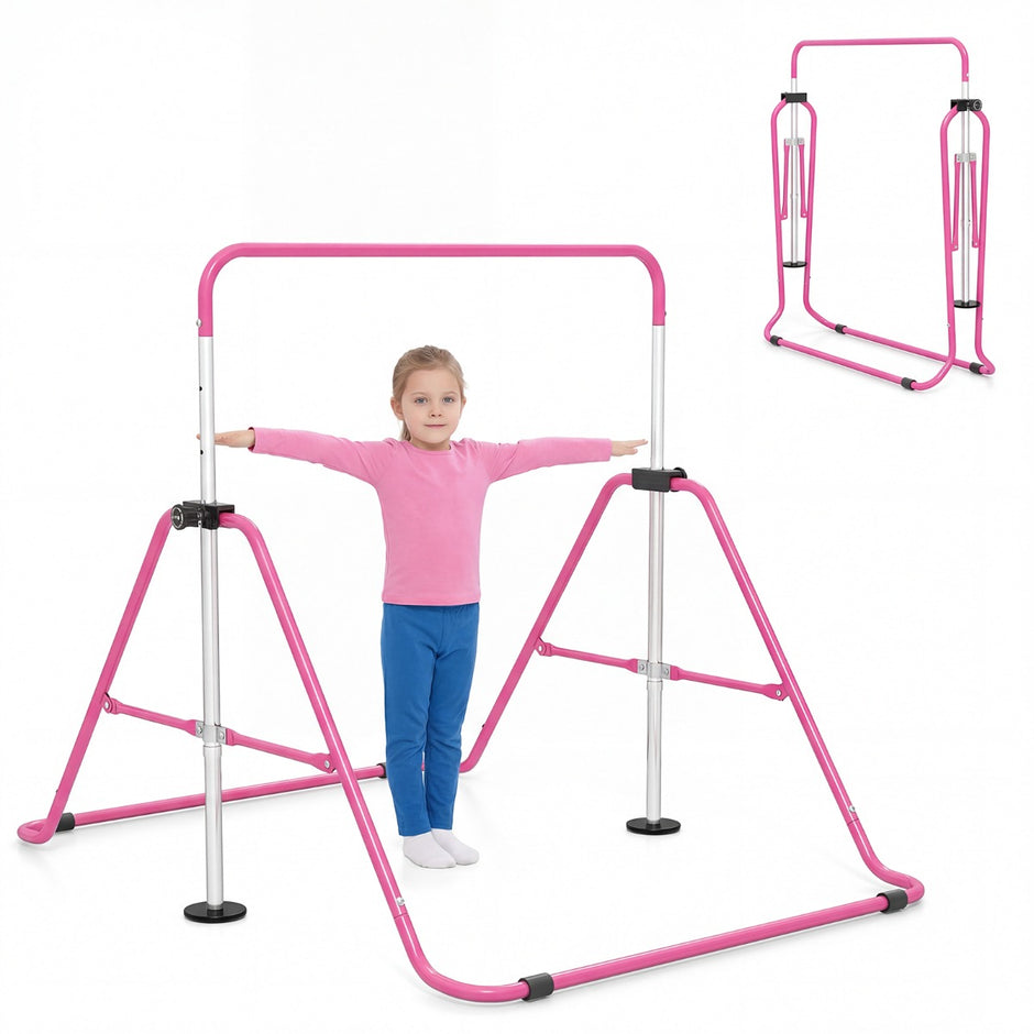 Barn – gymnastikstång höjdjusterbar vikbar rekstång träningsstång Bärkapacitet upp till – 90-130 cm 70 kg – Rosa