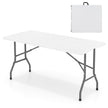 Fällbar – Campingbord Med HDPE Platta och Bärhandtag Trädgårdsbord Vitt – 152 x 70 cm – Vit