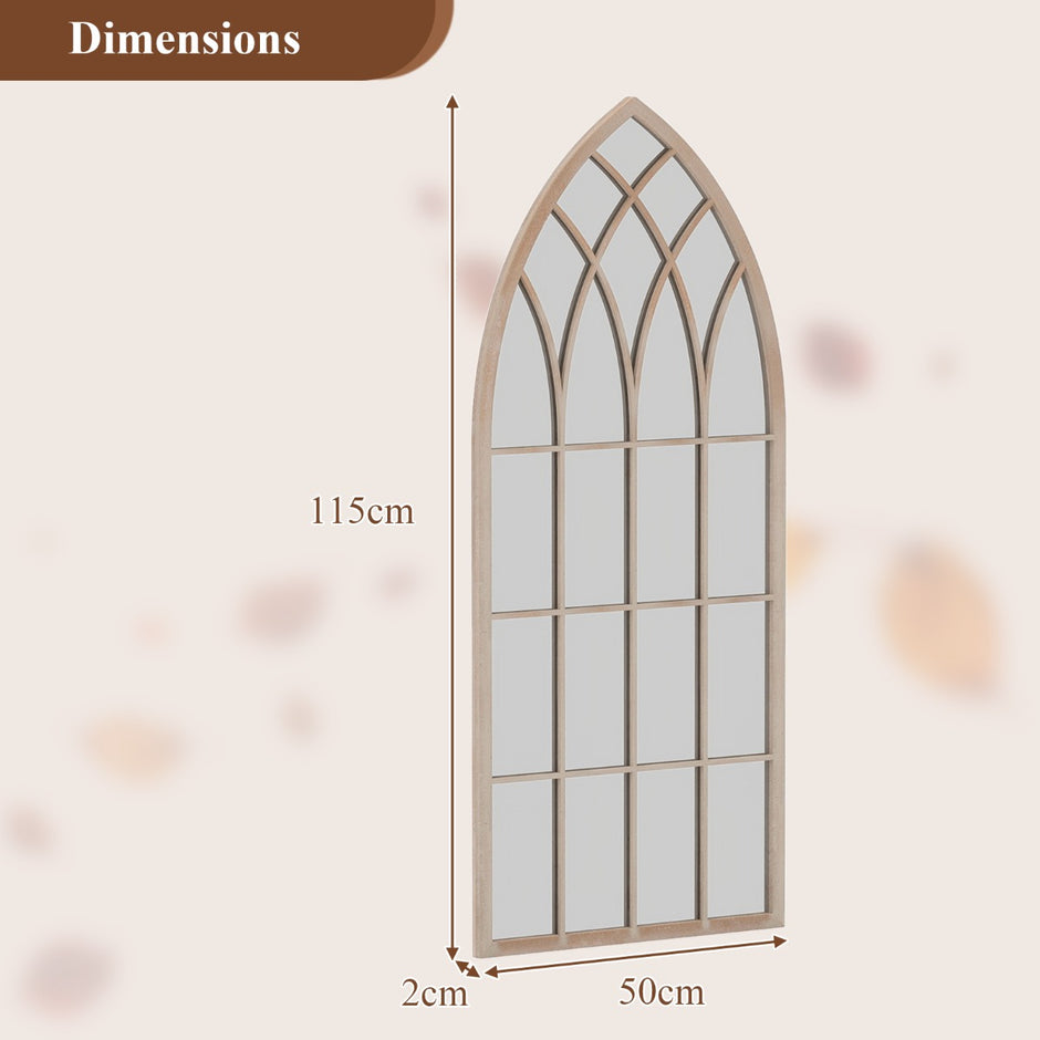 Farmhouse – fönsterramspegel böjd väggspegel med metallram – 115 x 50 x 2 cm – Grå