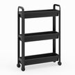 nivåer – Smal köksvagn på hjul med handtag nischhylla badrumsvagn – 3 – Svart