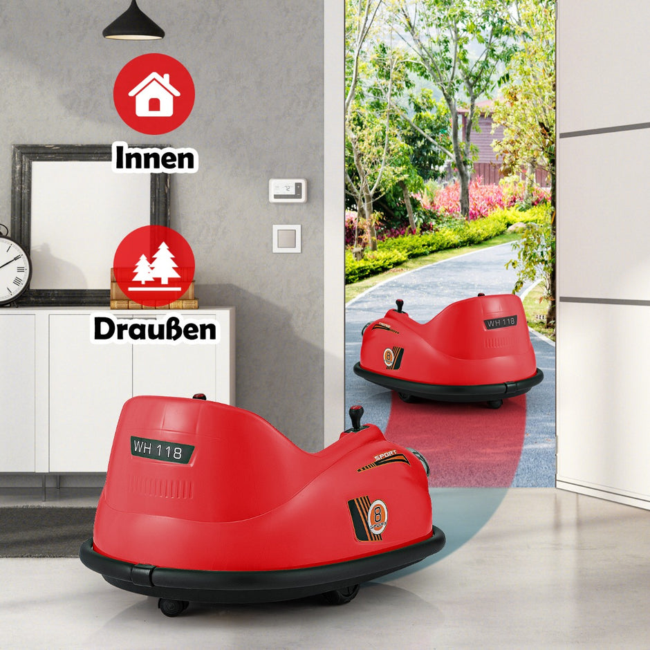 12V – Autoscooter barn elektrisk stötfångarbil med fjärrkontroll och LED lampor musik – Röd