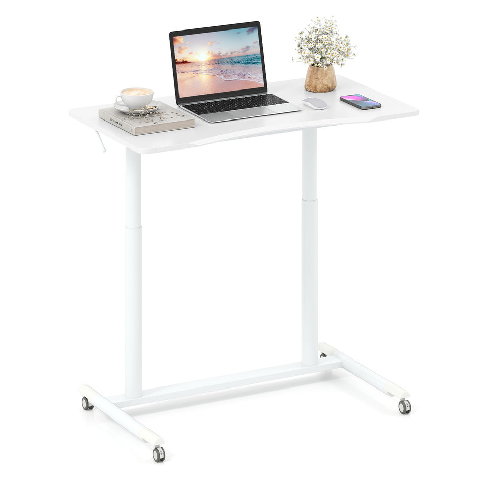 C – formad skrivbord med hjul höjdjusterbart datort Ståbord – 70-106 cm – Vit