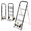 i – Ihopfällbar Kärra och Stege Aluminium stegs med Anti Slip Pedaler Tunglast Bärbar – 2 1 3 – Silver