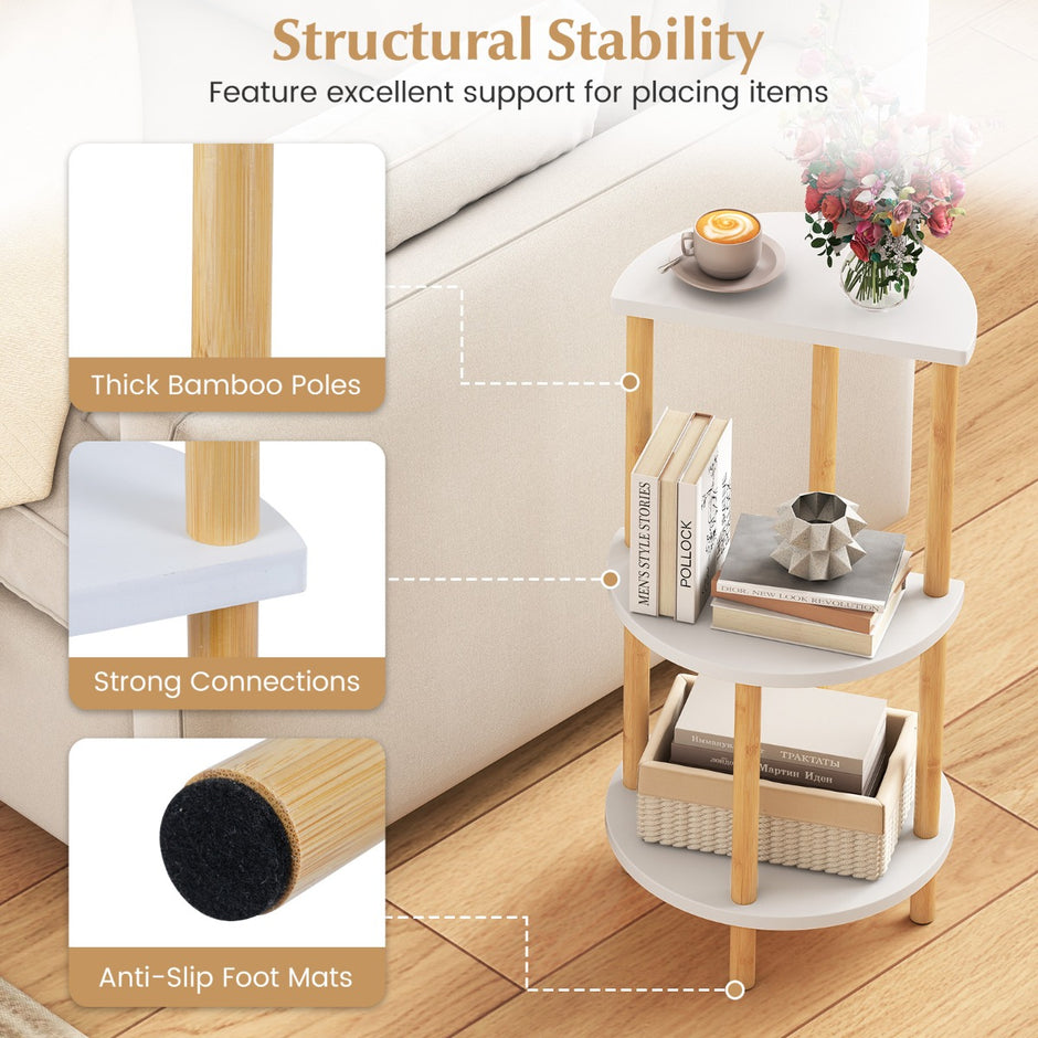 pack – sidobord våningar runt i bambu Nattduksbord Soffbord + – 2 3 – Natur + vit