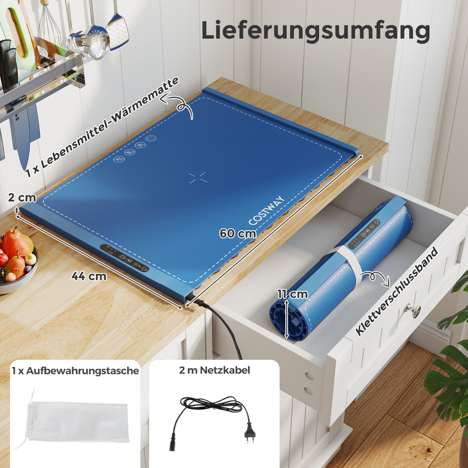 Elektrisk – värmematta rullbar silikon varmhållningsplatta med justerbar temperatur – Blå