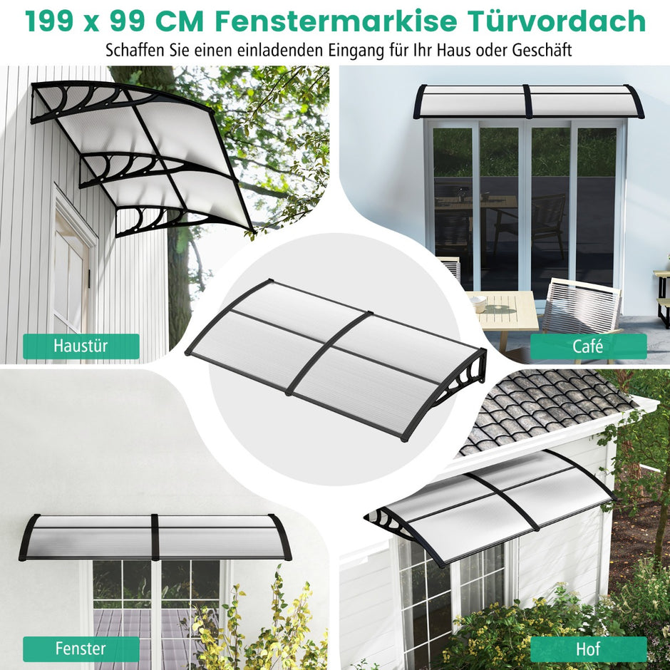 Kapell – för ytterdörr takbeläggning infälld transparent – 199 x 99 cm – Grå