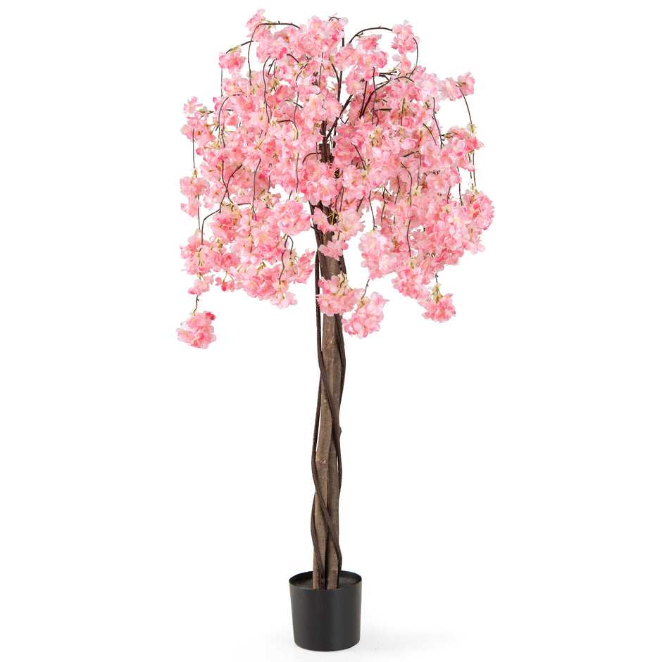 Konstgjord – körsbärsblomma i kruka, konstblomma med blommor, – 163 cm – Rosa