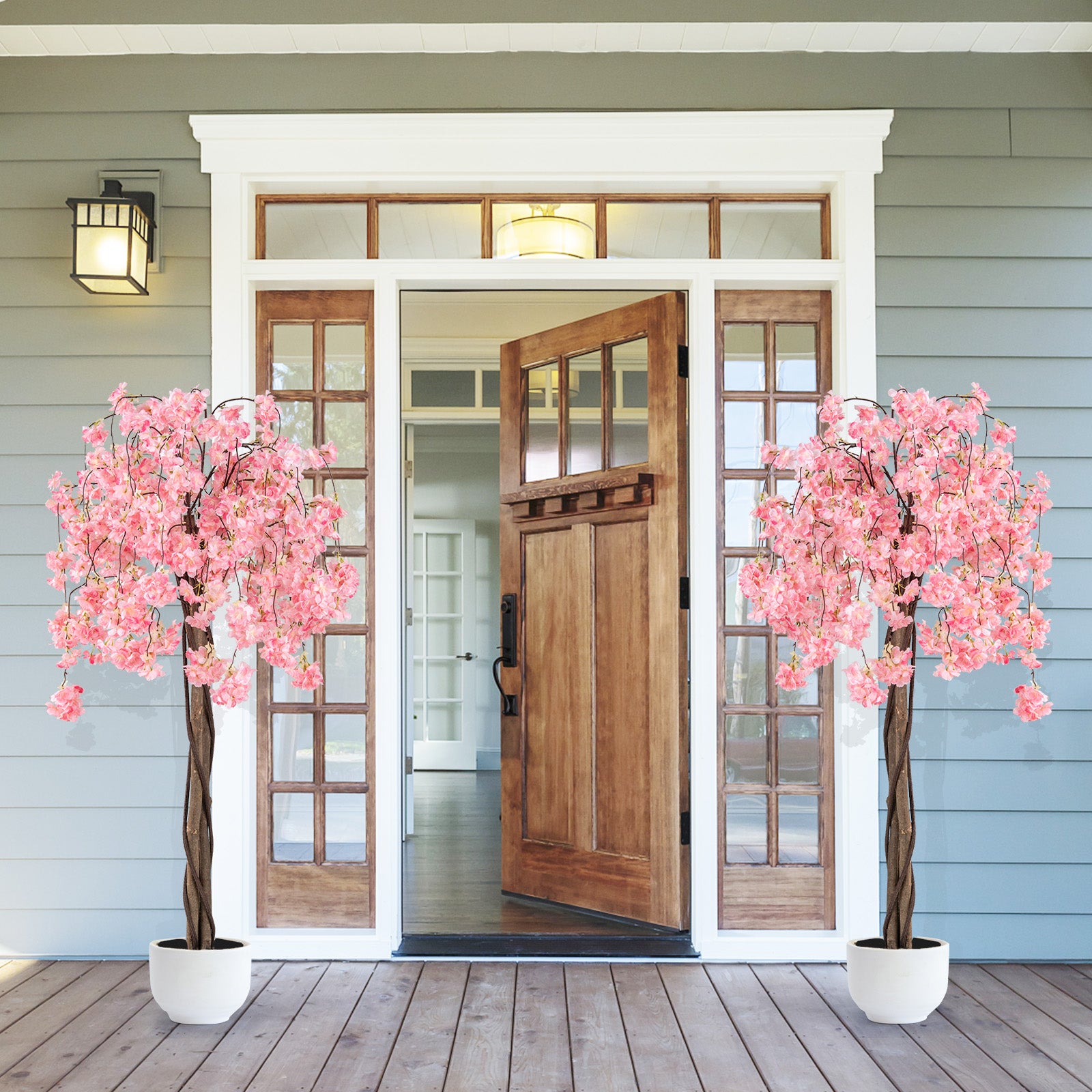Konstgjord – körsbärsblomma i kruka, konstblomma med blommor, – 163 cm – Rosa