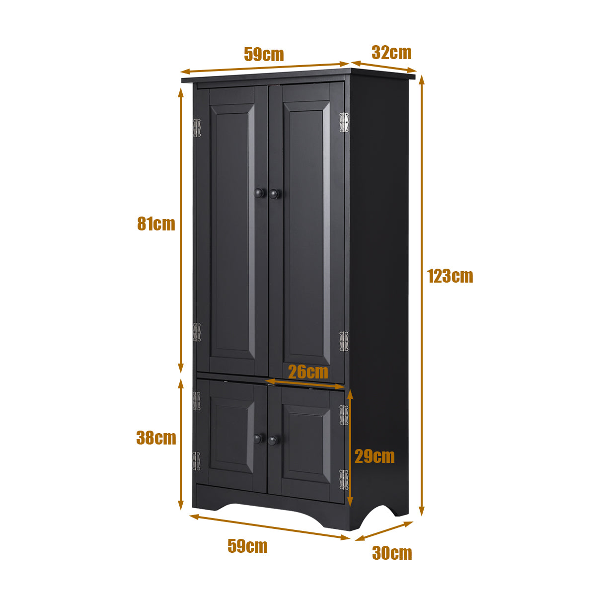 Midi – skåp Highboard Trä – 59 x 32 x 123 cm – Svart