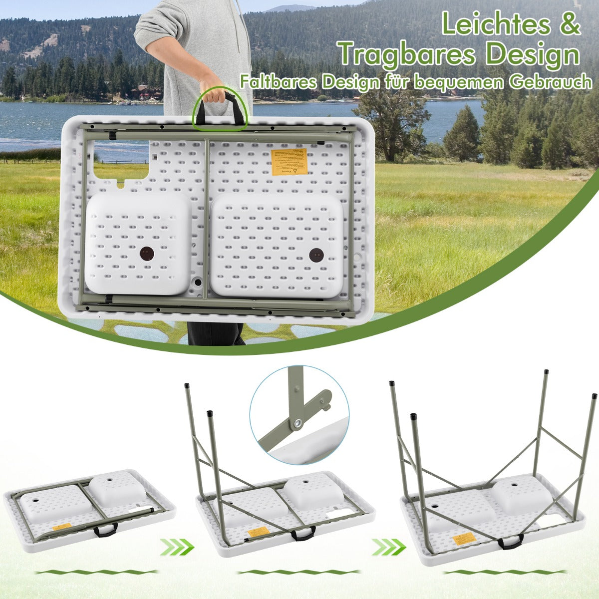 Fiskrengöringsbord – Fällbart filébord – 101,5 x 65,5 x 107,5 cm – Vit