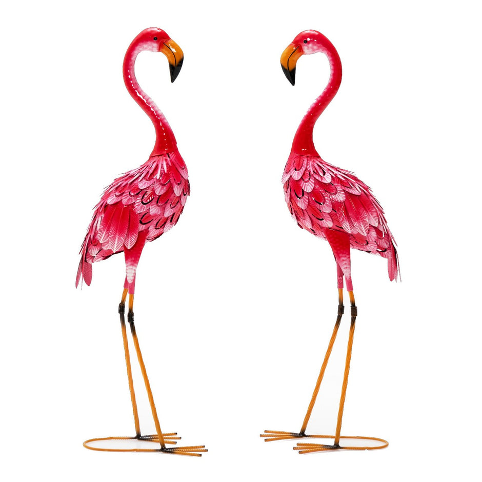 Flamingo – Decoration delad trädgårdsstaty set i – 2 – Rosa