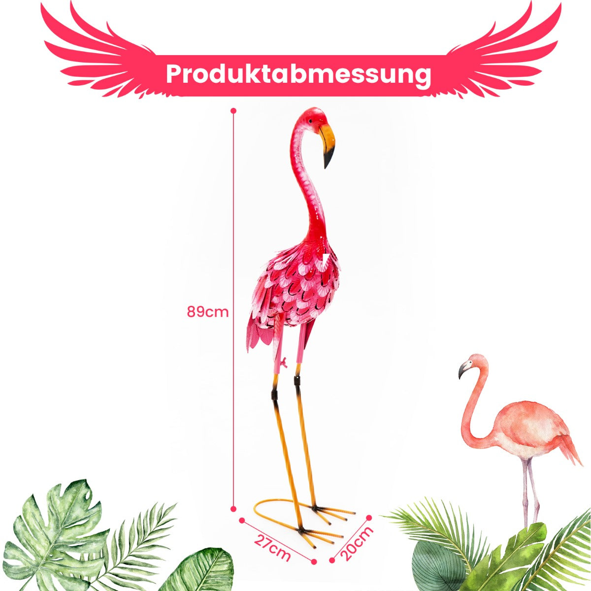 Flamingo – Decoration delad trädgårdsstaty set i – 2 – Rosa