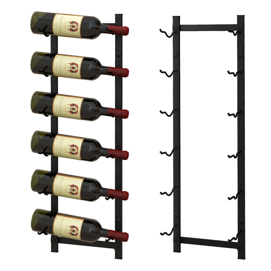 Vinställsvägg – för vinflaskor flaskhållare av metall – 6 22 x 13,5 x 73 cm – Svart