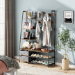 Industriell – garderob med skobänk för entrén Rustikbrun – 122 x 40 x 180 cm – Brun