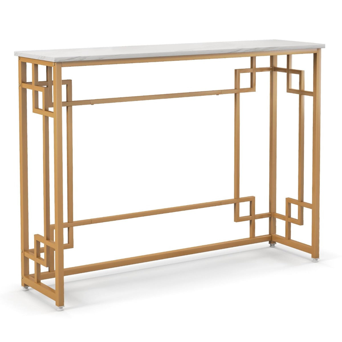 Konsolbord – med marmor och geometrisk metallram Entrébord smalt gyllene – Guld