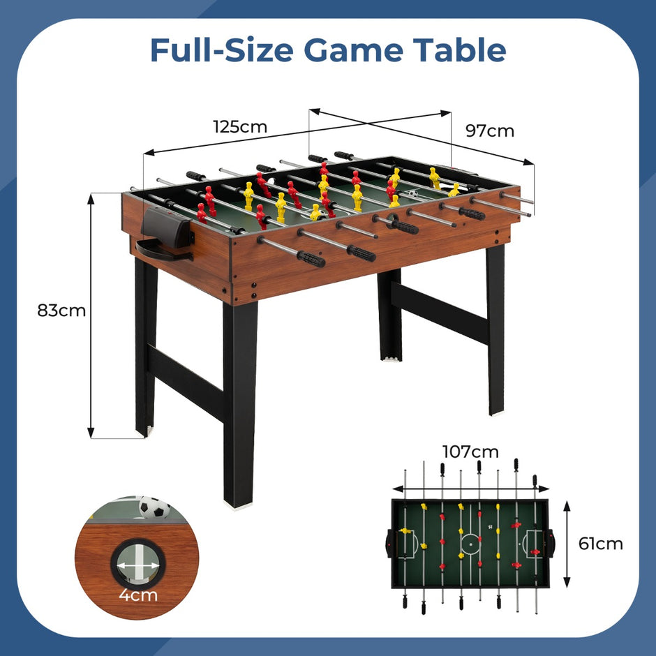 i – flerfunktionsspelbord med fotbollsspel, biljard, airhockey och bordtennis, arkadspelsats, brunt – 4 1 – Brun + svart