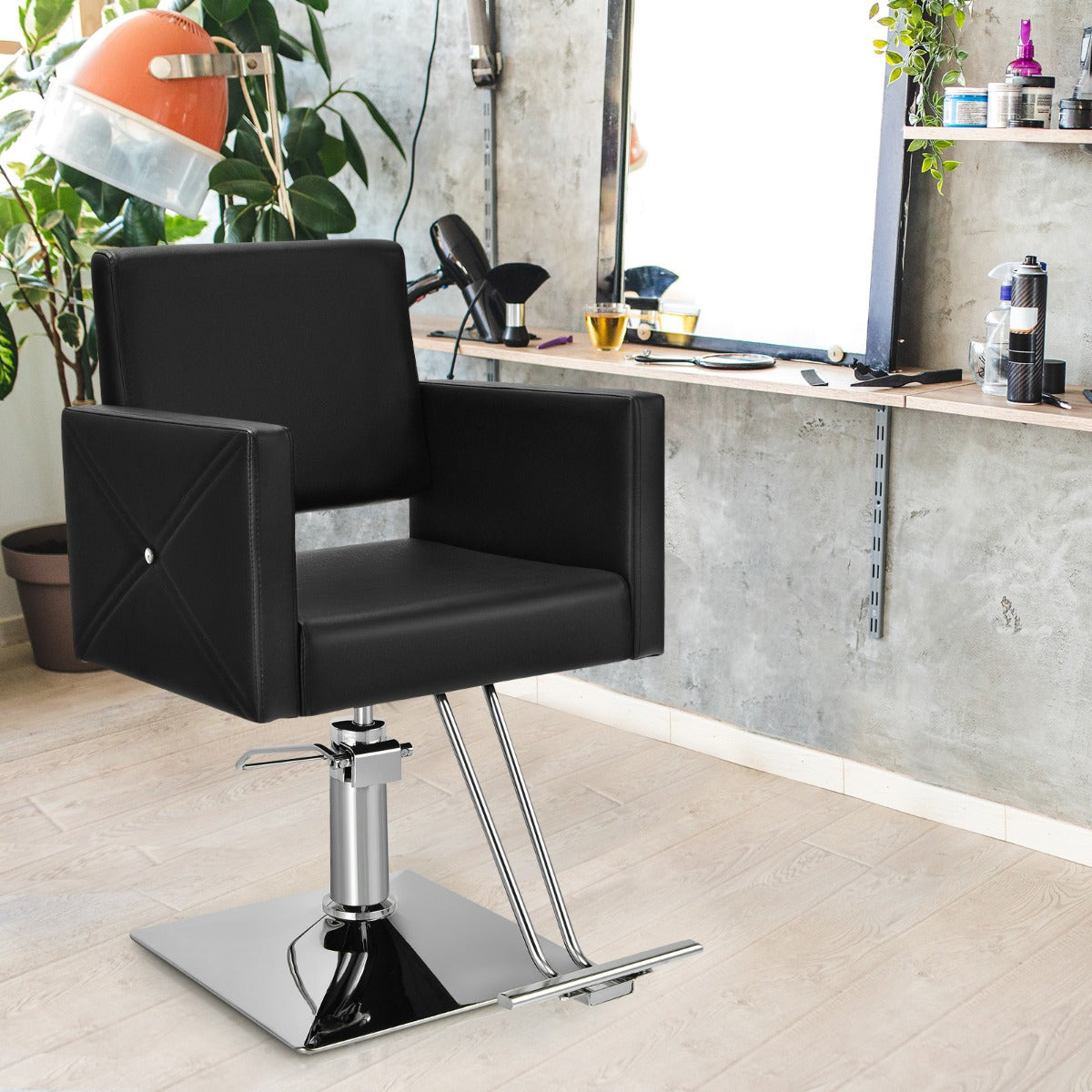 Frisörstol – höjdjusterbar med hydraulpump 360° vridbar – Svart