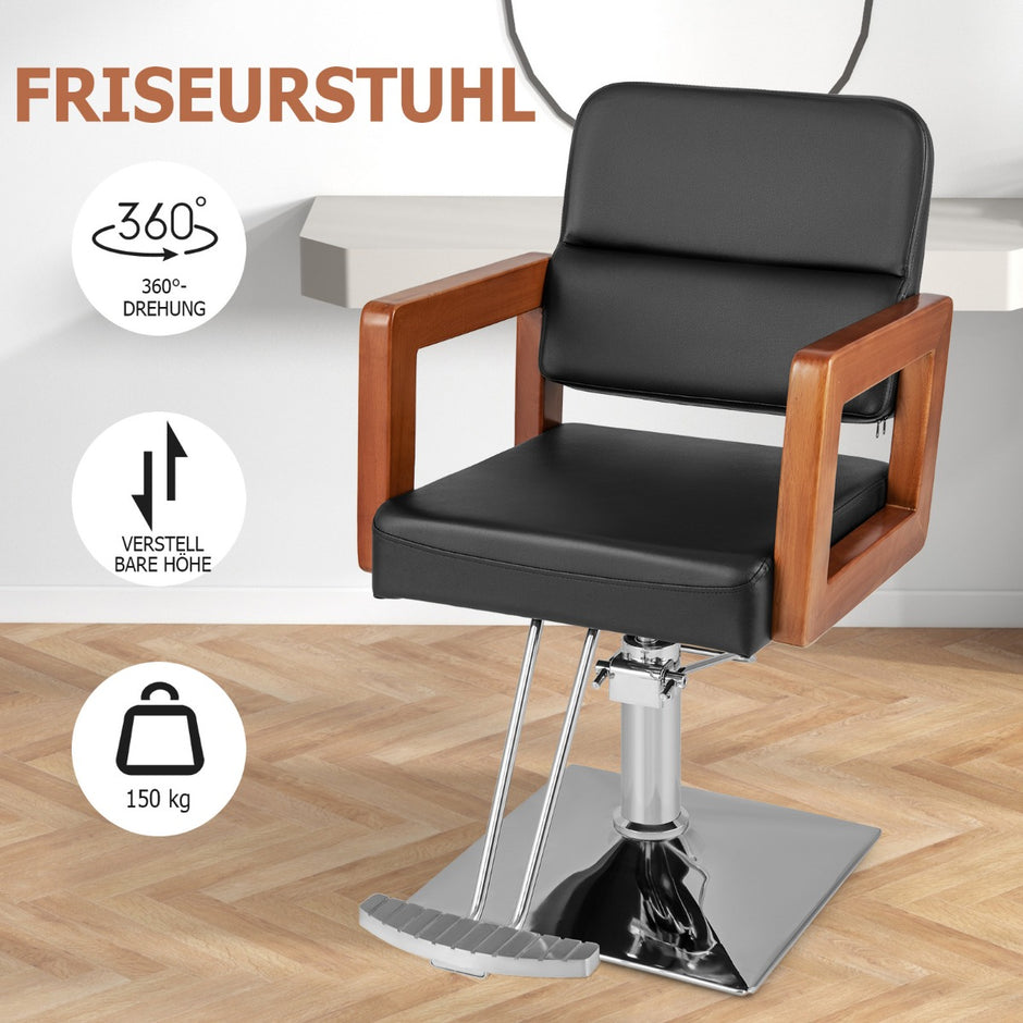 Hydraulisk – frisörstol Salongstol för med graders rotation – 360 87 x 60 x 95-110 cm – Svart