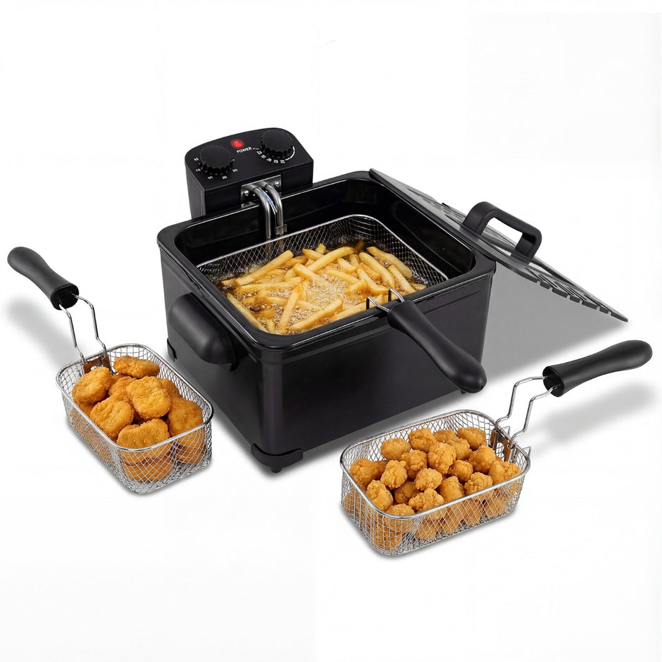Fritös – 1700W elektrisk 5L med stor och små korgar – 1 2 – Svart