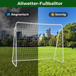 Väderbeständigt – fotbollsmål med nät och robust ram målvägg – 215 x 152 x 76 cm – Vit