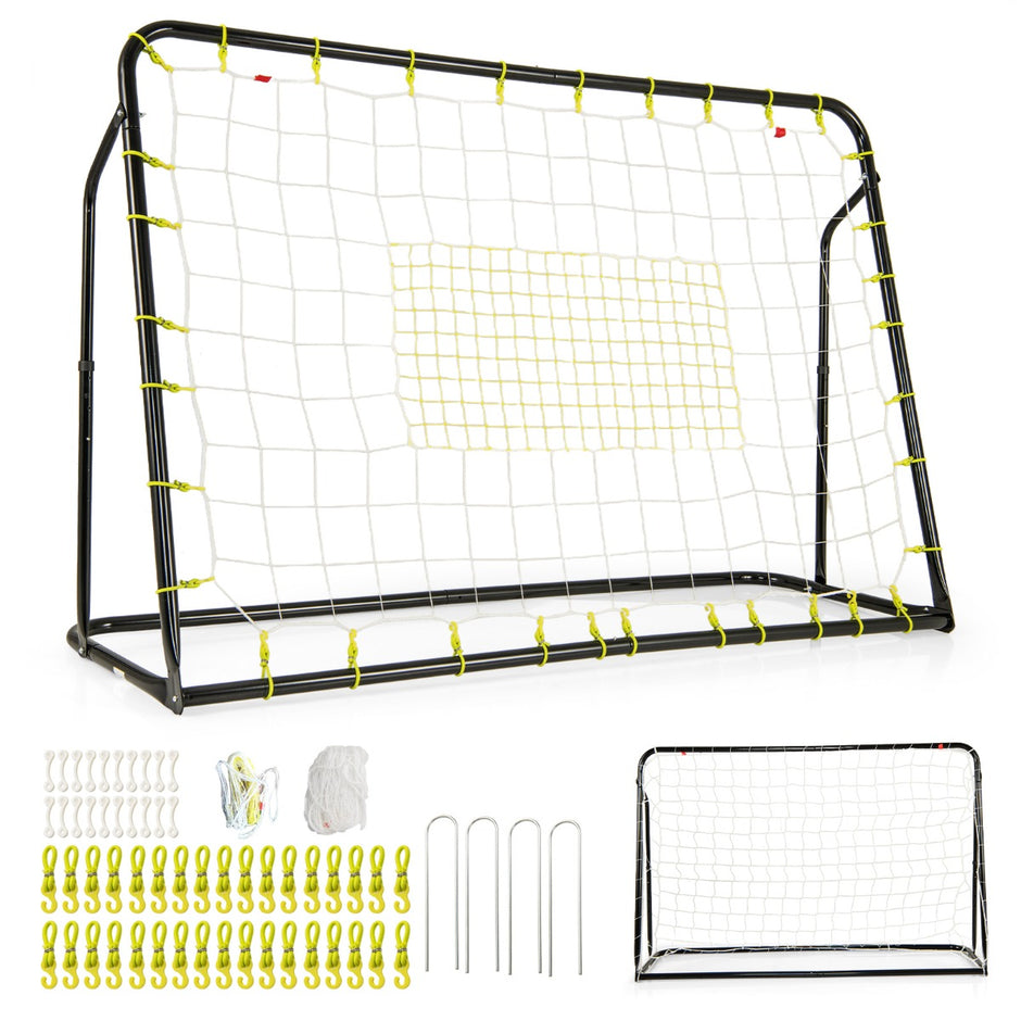 i – Fotbollsmål och Rebounder för barn Höjdjusterbar – 2 1 187 x 60 x 102-122,5 cm – Svart
