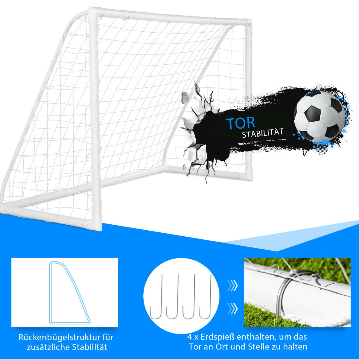 Barnfotbollsmål – för spel och träning av tonåringar från år – 6 180 x 120 cm – Vit