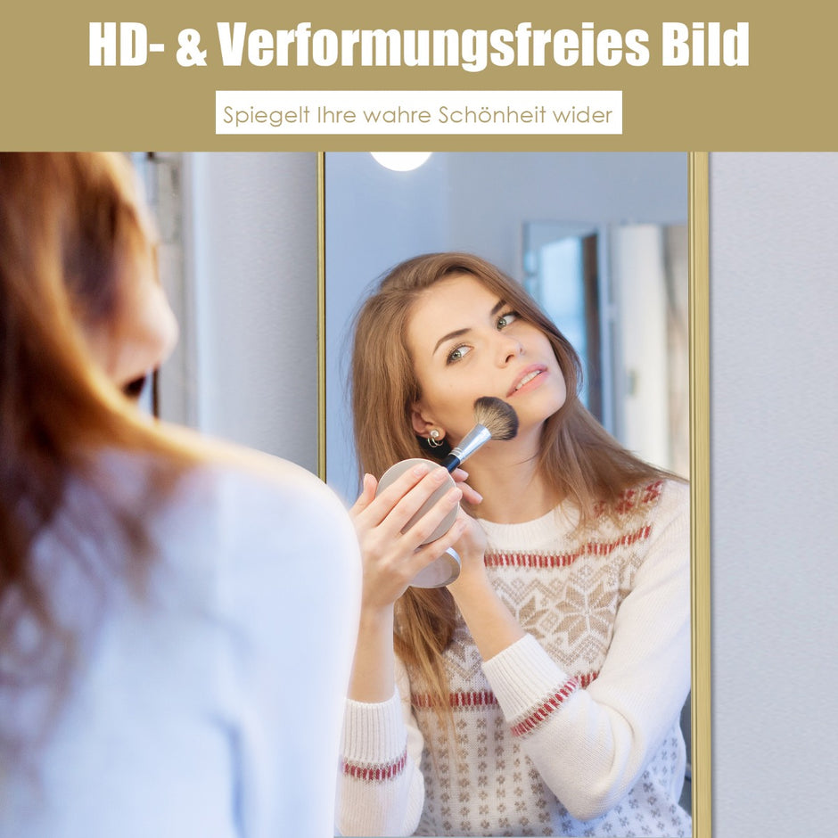 Hellängdsspegel – med höjdjusterbara hängkrokar Väggspegel Gyllene – 37 x 120 cm – Guld