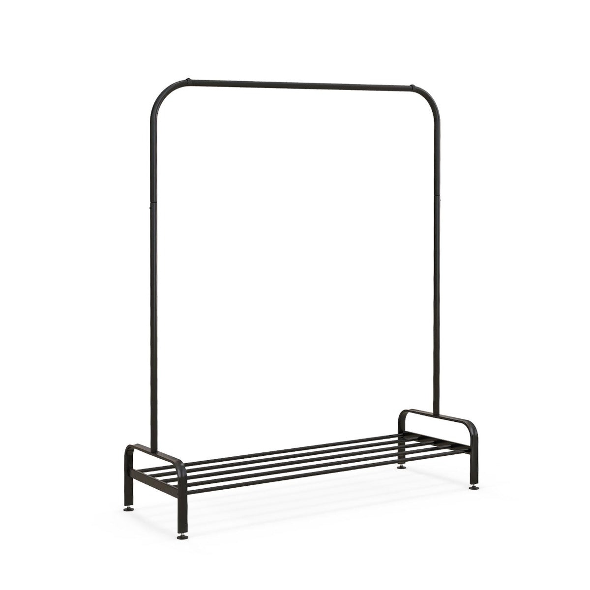 Klädställ – med justerbara fötter och klädstång förvaringsfack – 112 x 42 x 145 cm – Svart