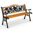 Trädgårdsbänk – väderbeständig sits med armstöd balkongbänk träbänk – 2 126 x 52 x 76 cm – Natur