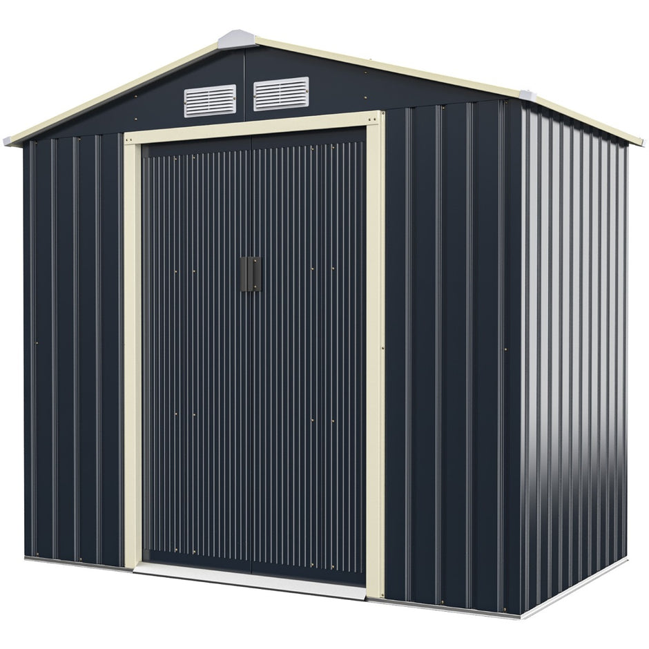 Utomhus – Metallbod Trädgårdshus Stålskjul – 213 x 162 x 117 cm – Grå