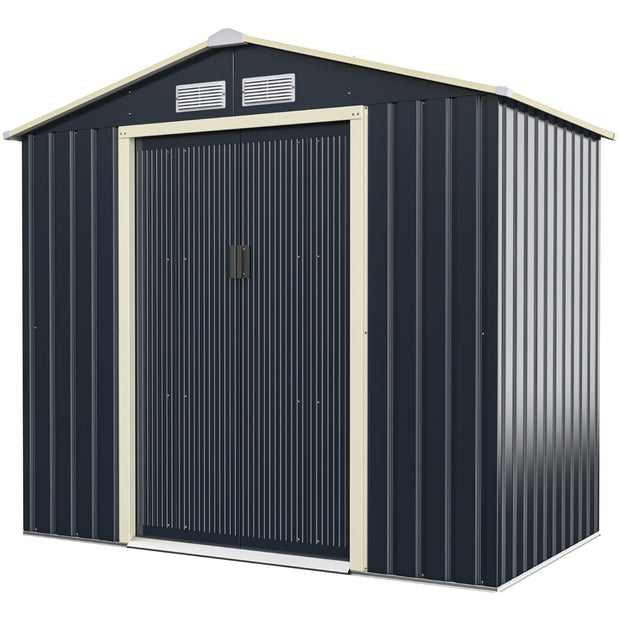 Utomhus – Metallbod Trädgårdshus Stålskjul – 213 x 162 x 117 cm – Grå