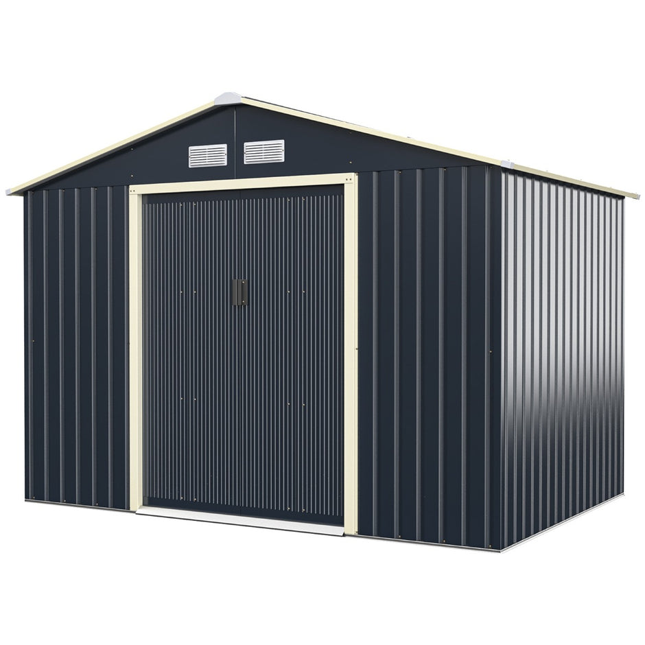Trädgårdshus – av stål Multifunktionsskjul – 277 x 202 x 191 cm – Grå