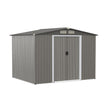 Verktygsbod – av galvaniserat stål med fundament och pardörrar ramp – 260 x 207 x 180 cm – Grå
