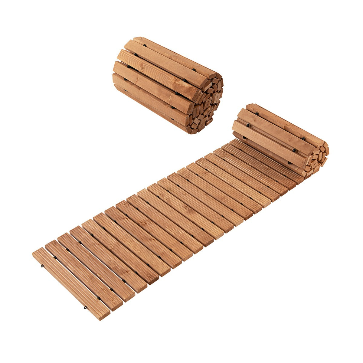 Trädgårdsväg – Rullbar väderbeständig rak utomhusgångbana – 245 x 43 x 2 cm – Ljusbrun