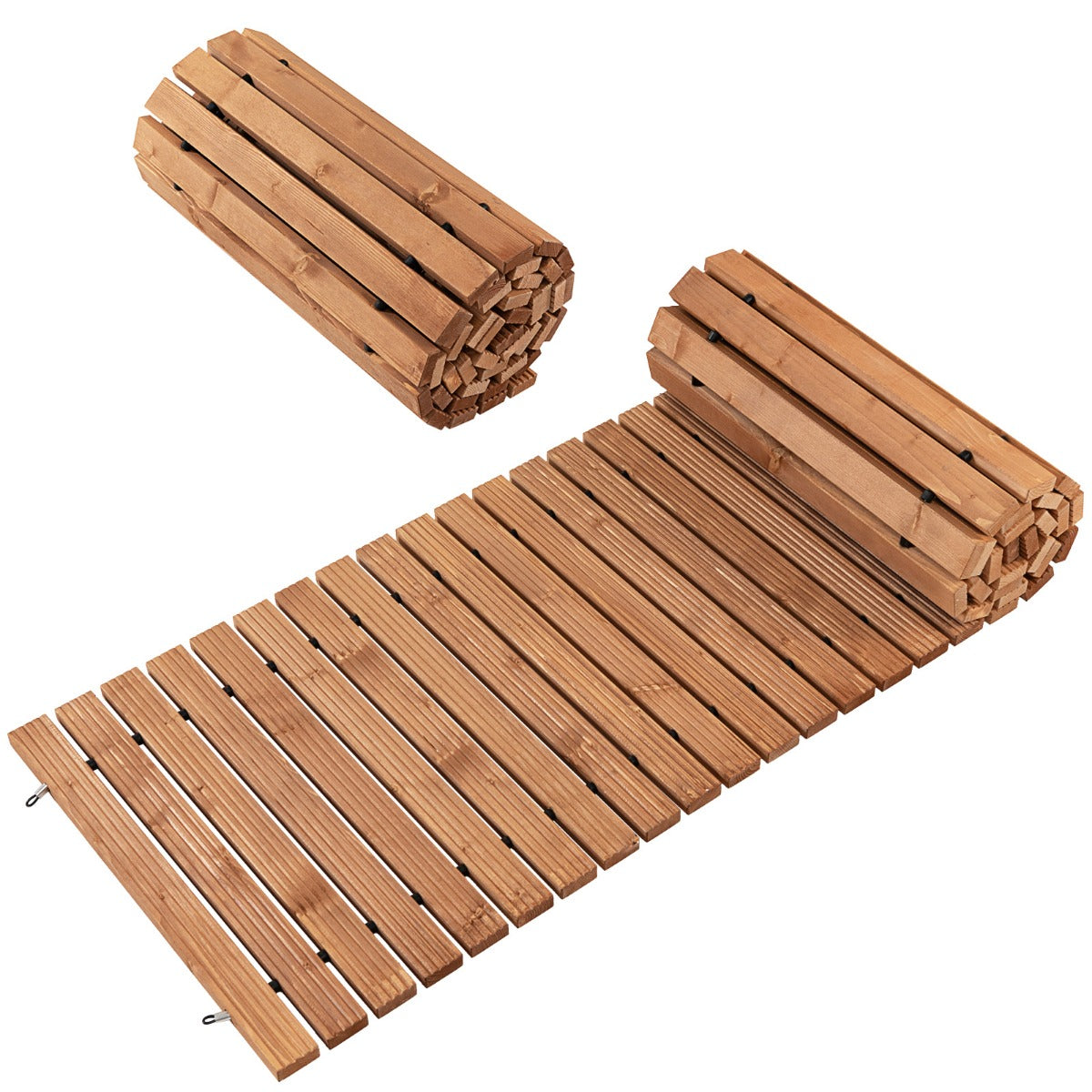 Trädgårdsväg – Rullbar väderbeständig rak utomhusgångbana – 245 x 55 x 2 cm – Ljusbrun