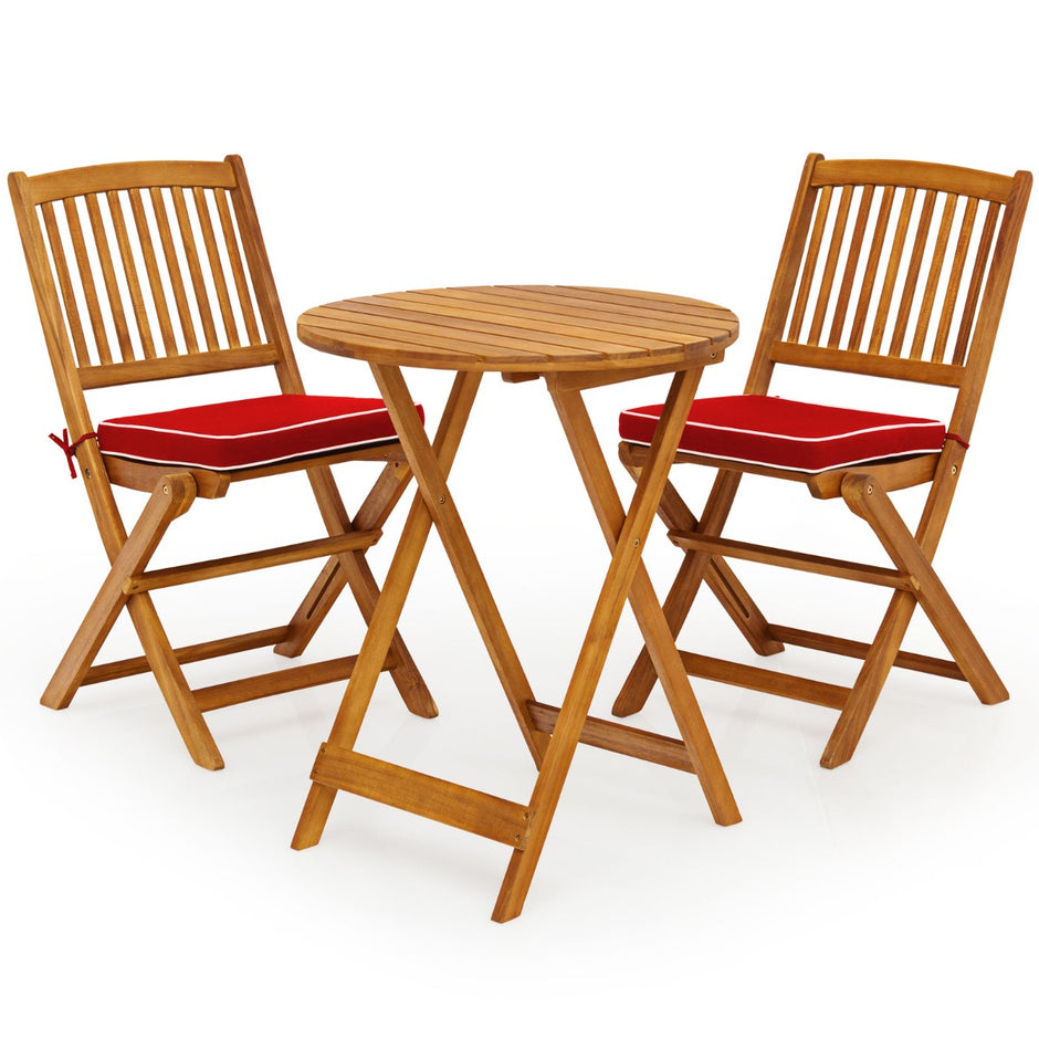 delat – set Utemöbler med runt bord och stolar kuddar Ergonomisk sittset – 3 2 2 – Röd