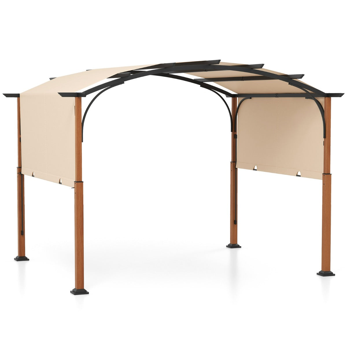 Pergola – med utdragbart tak Vattentät Stabil Vintertät Paviljong – 3,6 x 3 m – Beige