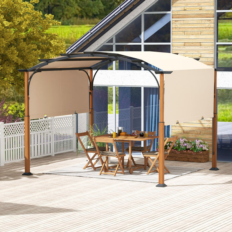 Pergola – med utdragbart tak Vattentät Stabil Vintertät Paviljong – 3,6 x 3 m – Beige