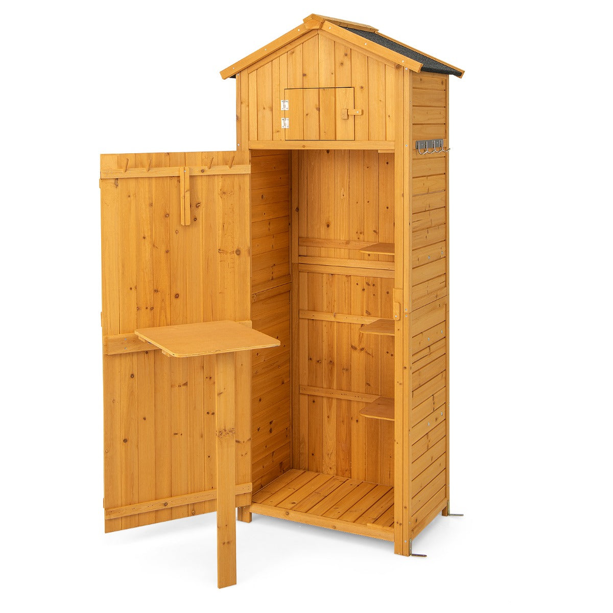 Trädgårdsbod – redskapsskåp för utomhusbruk – 75 x 50 x 180,5 cm – Natur