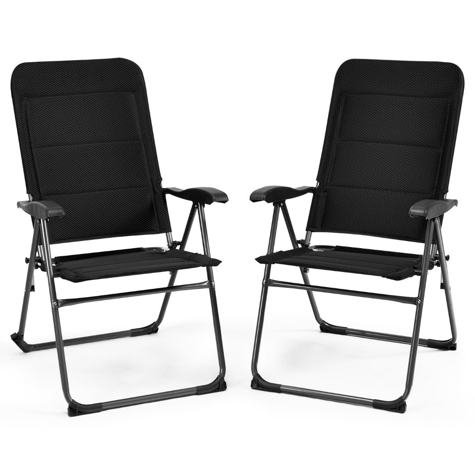 Set – med trädgårdsstolar, hopfällbara vägs justerbart ryggstöd, – 2 7 76 x 60 x 103,5 cm – Svart