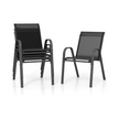 Set – med stapelbara trädgårdsstolar gjorda av textilen och metallram – 4 56 x 70 x 84 cm – Svart