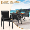 Set – med stapelbara trädgårdsstolar gjorda av textilen och metallram – 4 56 x 70 x 84 cm – Svart