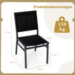 Trädgårdsstol – väderbeständig altanstol i aluminium med ventilerande sits och ryggstöd – 60 x 45 x 87 cm – Svart