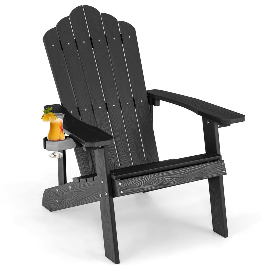 Adirondack – Chair Trädgårdsstol med Mugghållare – Svart