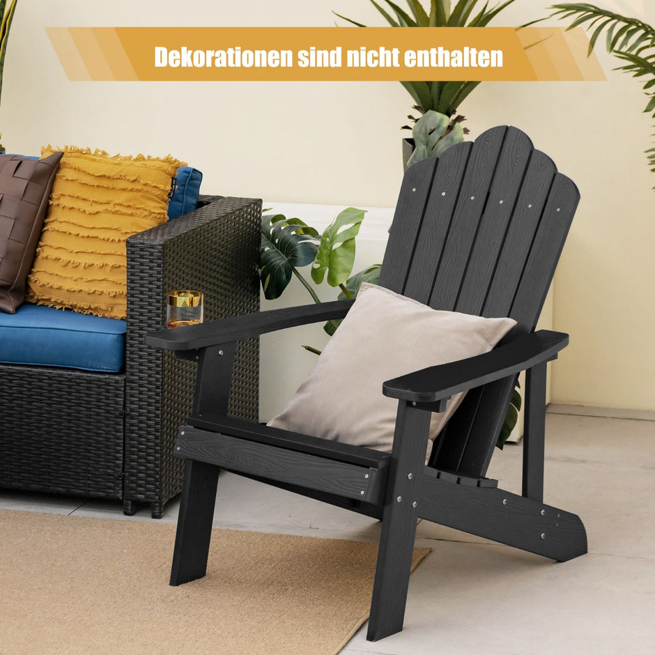 Adirondack – Chair Trädgårdsstol med Mugghållare – Svart