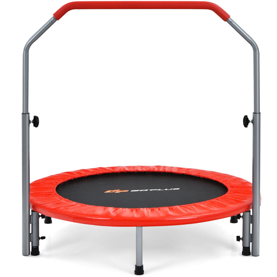 Vikbar – ministudsmatta med höjdjusterbart handtag Fitnessstudsmatta – Ø 101 cm – Röd
