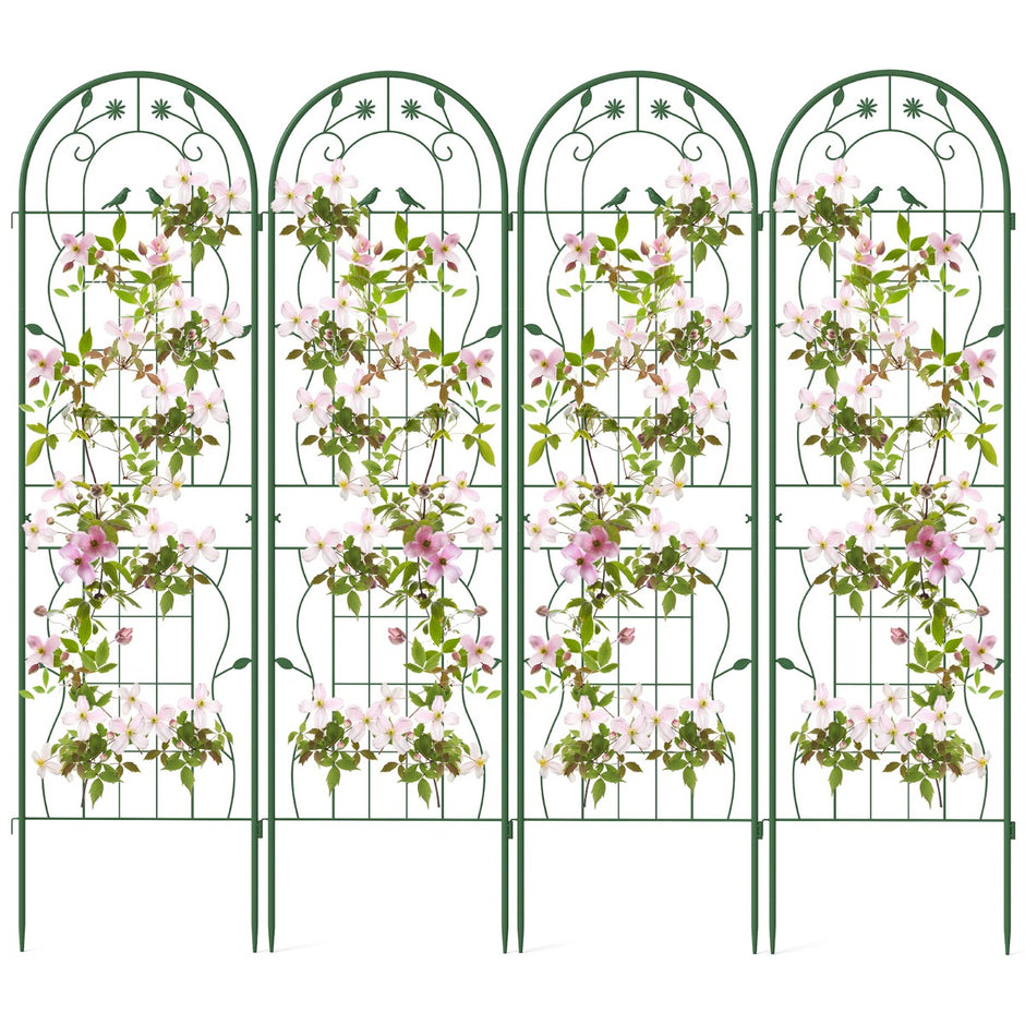 Spaljé – Metall Set med Dekorativt trädgårdsstaket Fristående – 4 180 x 50 cm – Grön