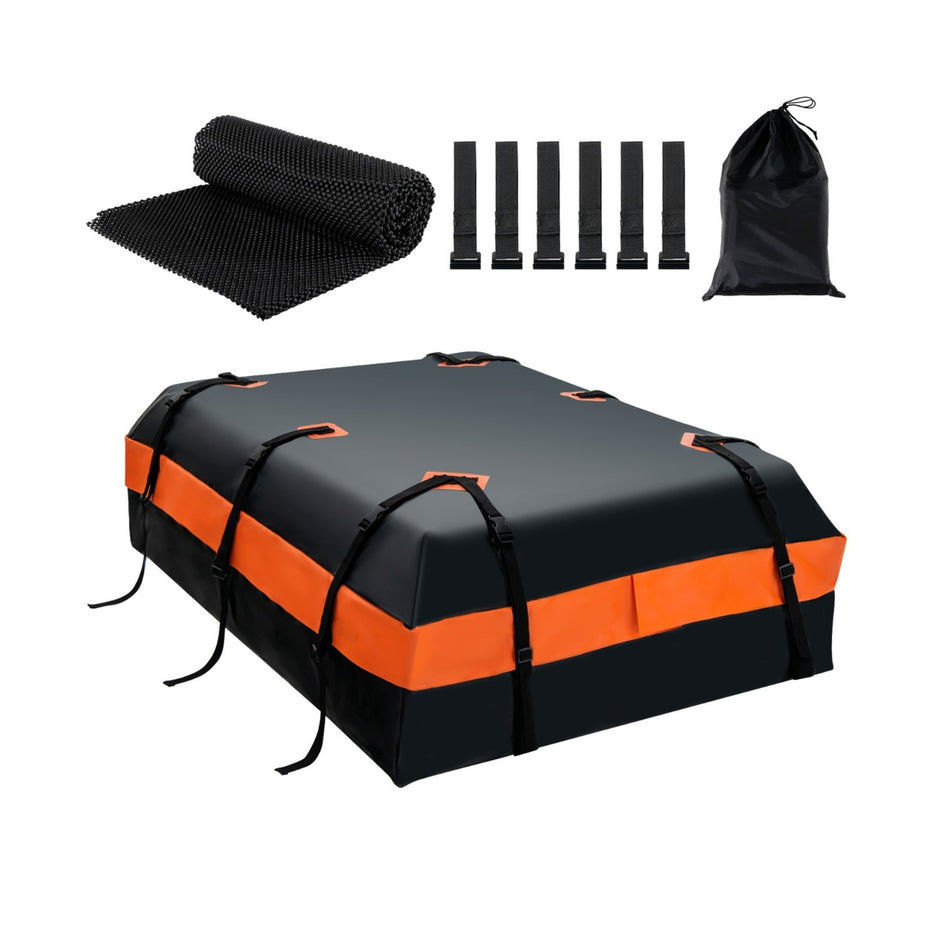 Vattentät – takbox med kapacitet för alla fordon +Orange – 600 L 132 x 100 x 43 cm – Svart