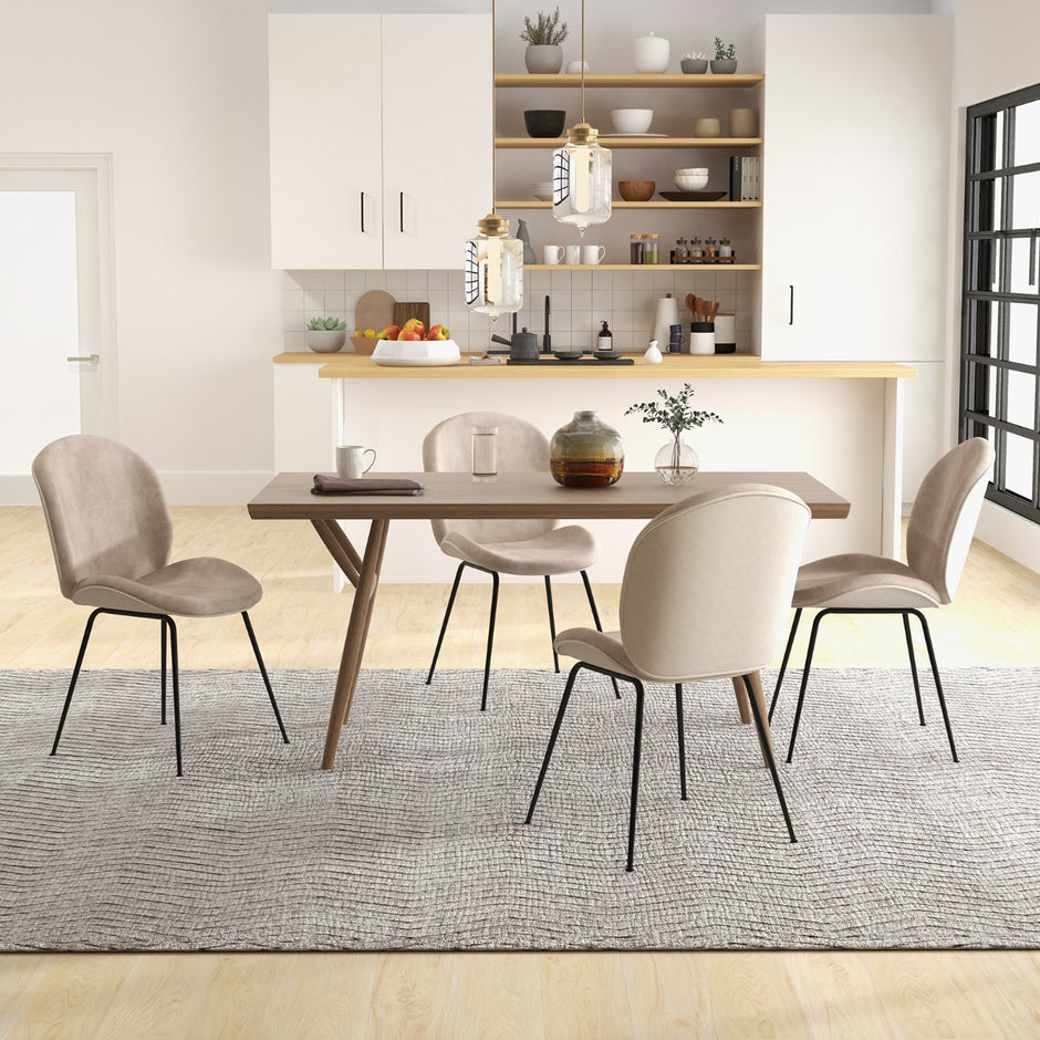 Set – med matsalsstolar metallram köksstol stoppad – 2 49 x 65 x 87 cm – Kaffe