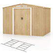 Verktygsbod – metall låsbar inklusive grund trädgårdshus – 259 x 196 x 184 cm – Brun